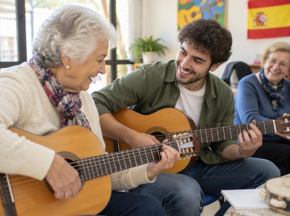 Jóvenes y personas mayores comparten música