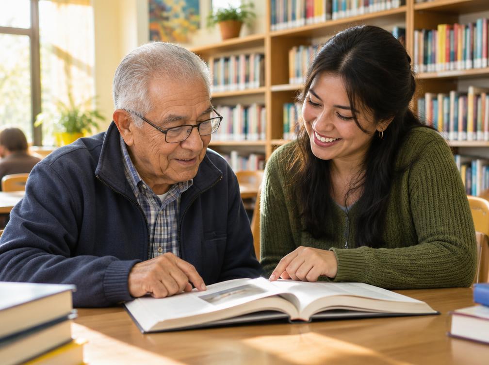 Jóvenes y personas mayores comparten lectura